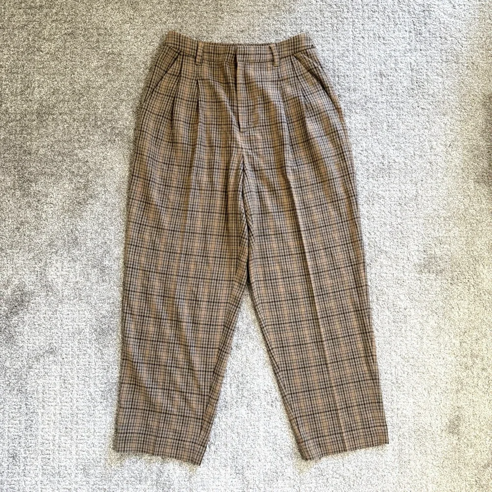 Madewell Turner Tapered Pant Brown Plaid Trousers 4 Academia Collegiate Preppy
